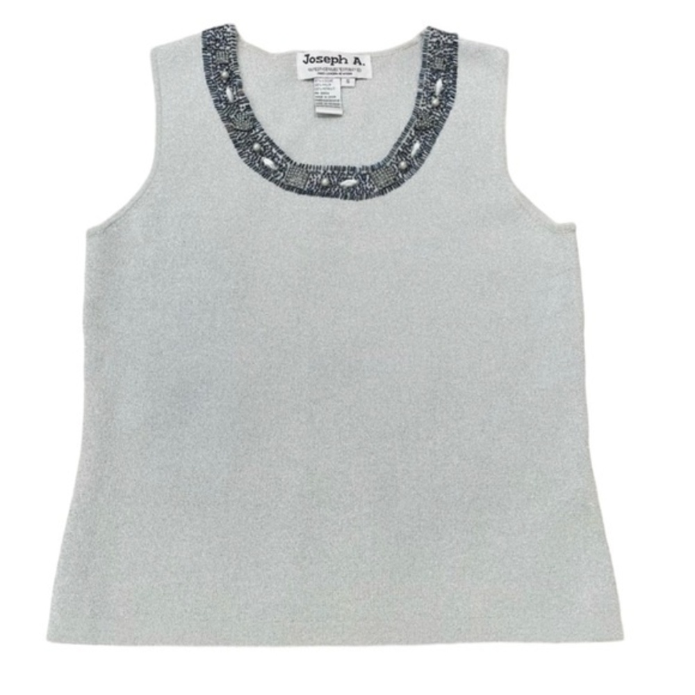Joseph A. Metallic Beaded Neck Tank Top Size S